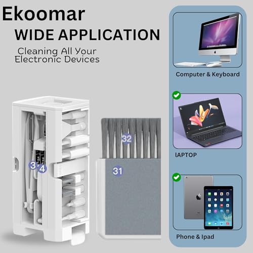 32-in-1 Electronics Cleaning Kit - Keyboard, Phone, Computer & Laptop Cleaner Kit - Compatible for MacBook, AirPods & iPhone Charger Port Cleaning Tool - Tech Gadget Cleaner - White - view 2