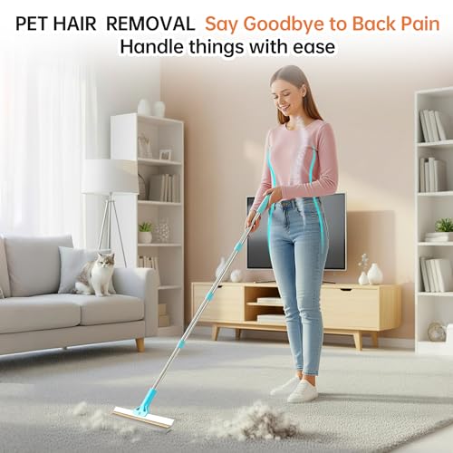 Carpet Rake for Pet Hair Removal Tool, 2 in 1 TPU and Copper Rake Teeth Uproot Clean Hair Remover with 63’’ Adjustable Long Handle,Cat & Dog for Carpets,Rugs, Mats (63’’ Handle) - view 3