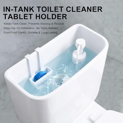 2Pcs Toilet Tank Cleaning Tablet Holder, Hanging Toilet Cleaner Box Tablet Bracket Preventing Dissolved from Polluting Water Tank Fits Most Standard Toilets Tanks, w/Brush - view 3