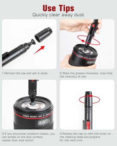 14-in-1 Camera Lens Cleaning Kit - Mirrorless & DSLR Sensor Cleaning Kit for Canon, Sony, Nikon Including Lens Blower, Detergent, Swabs, Cloth, Pen, Brush - view 4