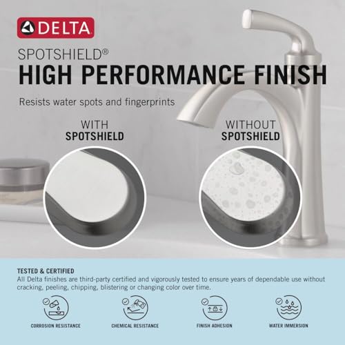 Geist Brushed Nickel Bathroom Faucet 1 Hole, Single Hole Bathroom Sink Faucet for Vanity, Push-Pop Drain Assembly, SpotShield Brushed Nickel 15864LF-SP - view 3
