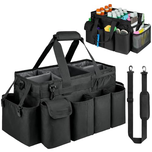 Cleaning Caddy,Cleaning Bag for Housekeepers,Cleaning Supplies Organizer with Handle,Black - view 6