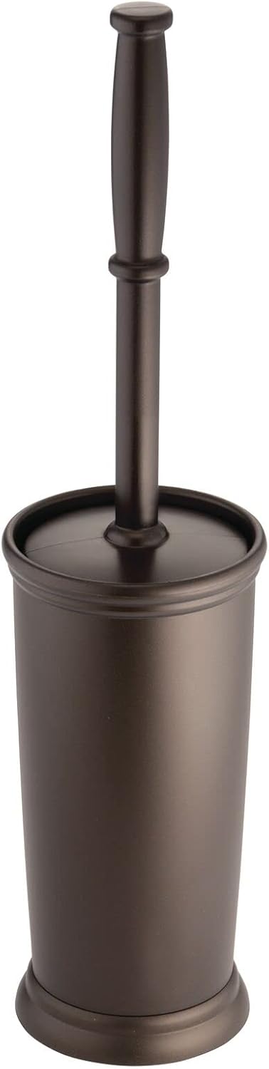 Toilet Bowl Brush and Holder - Covered Bathroom Toilet Brush - Standing Toilet Bowl Scrubber in Modern Holder - Compact, Space Saving, Deep Cleaning Brush for Toilet - Hyde Collection - Bronze