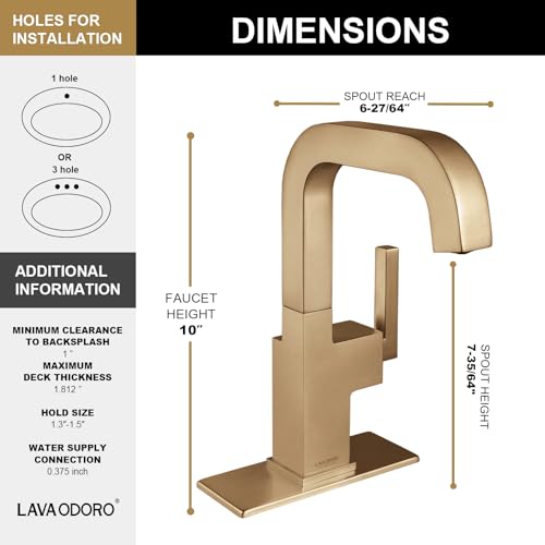 Champagne Gold Bathroom Faucet Single Hole, Solid Brass Faucet - view 4