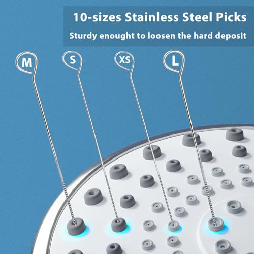 Multiplesize Shower Head Cleaner Tool, Shower Head Cleaning Brushes Small Hole, Showerhead Cleaner Picks Unclogging Tiny Nozzle Little Gaps 3D Printer Opening, Orange - view 3