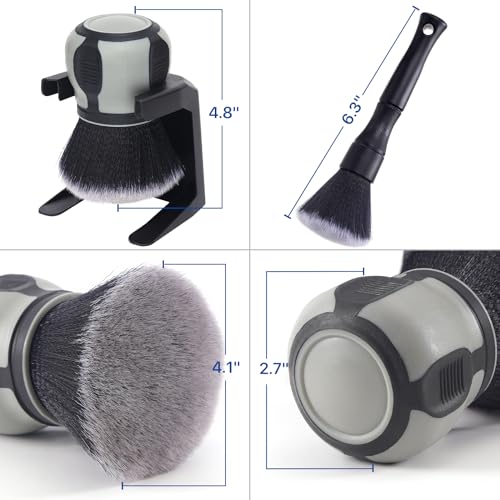 Curveball Detail Brush, Car Ultra Soft Bristles Detailing Brushes, 4PCS Professional Auto Cleaning Brush, Covers Large Area Inside or Outside Vehicles, Exterior Interior Brush- Gray - view 3