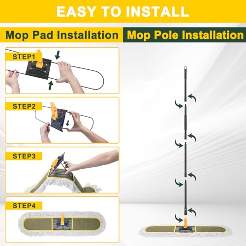 24" Commercial Dust Mop with 2 Replacement Mop Pads, 60.5 Inch - view 5