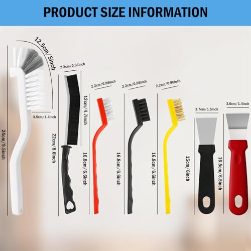 12Pcs Crevice Cleaning Brush Set, Multifunctional Recess Grout Hard-Bristle Cleaning Brush Supplies for Sink, Bathroom, Window, Corner, Bottle, Teapot for Oven Cleaning Tool Non-Scratch - view 3
