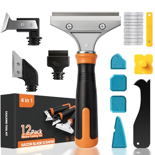 4 in 1 Caulking Tool Kit, Multi-Function Caulk Remover Tool(Orange)