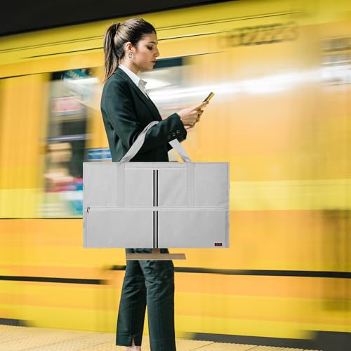 32 Inch Monitor Carrying Case, Travel Protective Bag for LCD Screens with Padded Velvet Lining, Waterproof & Shockproof Design-Light Gray - view 6