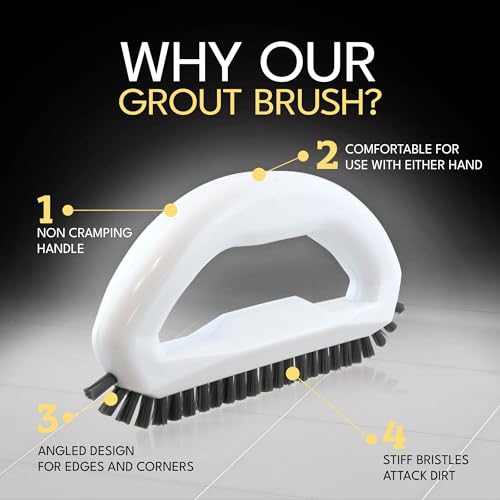 Grout Brush with Stiff Nylon Bristles, Heavy Duty Hand Grout Scrub Brush for Cleaning Baseboards, Floor, Corners, Tiles, Shower, Bath Tub, Floor, Tiles and Other Surfaces - view 3