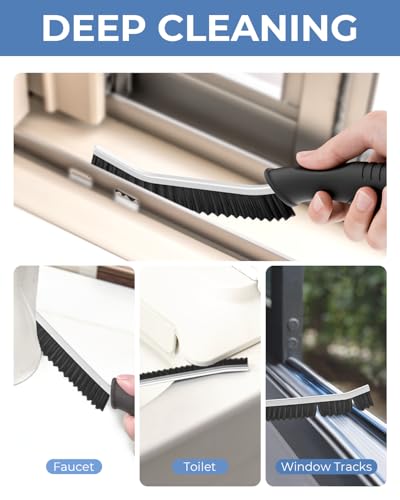 Crevice Cleaning Brushes, Cleaner Scrub Brush Tool for Hard to Reach Tight Space, Home Essentials, Serrated Scrub Brushes, Cleaning Supplies for Shower, Bathroom, Kitchen, Toilet (3, Black) - view 2
