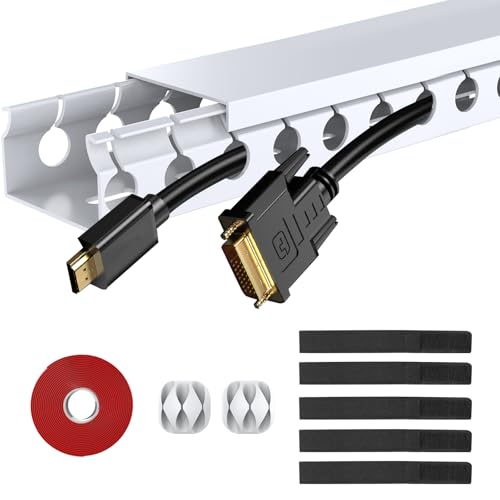 Cable Raceway Kit 77in Under Desk Wire Cover Organizer 5-Pack