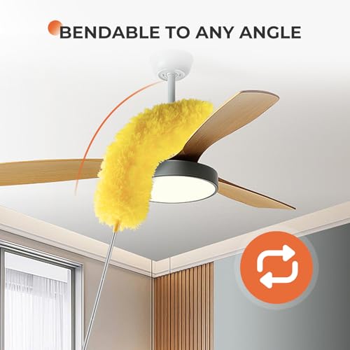 Microfiber Feather Duster, High Ceiling Fans with 30-100 Inch Pole, Green - view 5
