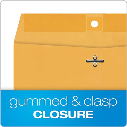 9 x 12 Clasp Envelopes with Deeply Gummed Flaps, Great for Filing, Storing or Mailing Documents, 28 lb Brown Kraft, 100 per Box (QUA37890) - view 5