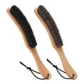 Hat Brush Combo Kit - Horsehair Felt Hat Brush Clean Cowboy Hat, Fedora Hat & Baseball Cap, Boar Bristle Lint Brush Remove Pet Hair Dust for Suits, Suede, Clothes & Furniture, Beech Handle - 2 Pack