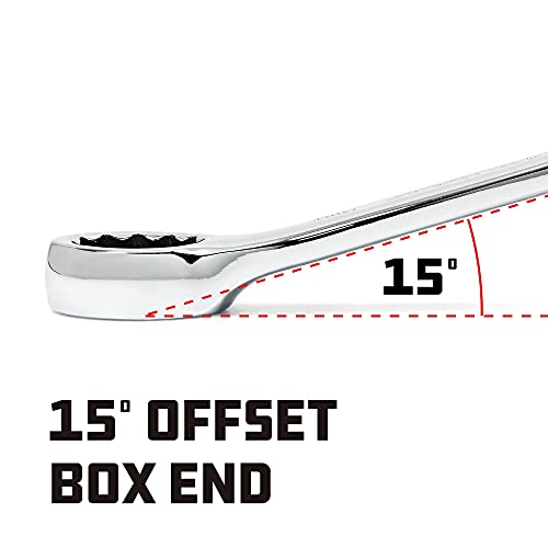 5/16-Inch SAE Combination Wrench, 12 Point Double Ended Box and Open End, 15 Degree Offset Polished - 644141 - view 3