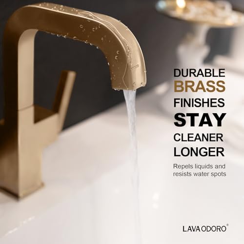 Champagne Gold Bathroom Faucet Single Hole, Solid Brass Faucet - view 3