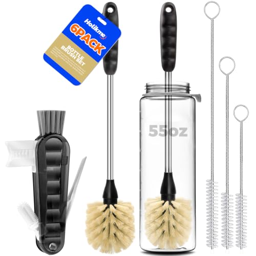 6 Pack Bottle Brush 14" Stainless Steel Straw Cleaner Brush,Yellow