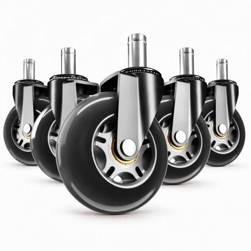 3 Inch Office Chair Wheels Replacement, Heavy Duty, Universal Fit (Black)