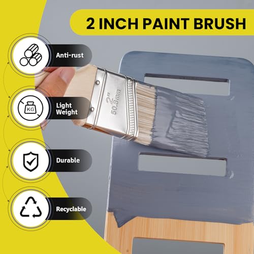 3-Pack 2 Inch Angled Paint Brushes, Sash Brushes for Trim & Wall - view 2