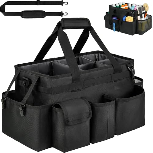 Cleaning Caddy,Cleaning Bag for Housekeepers,Cleaning Supplies Organizer with Handle,Black - view 2
