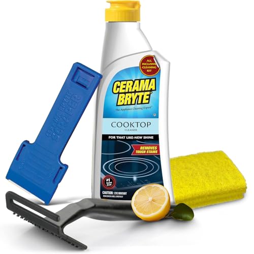 Cooktop Cleaning Kit, 10 oz Bottle, Scraper, Tool & 3 Pads