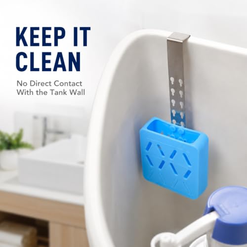 2 PCS Adjustable Toilet Tank Tablet Holder with Cleaning Brush, Toilet Bowl Cleaner Holder, Hanging Silicone Bleach Tablet Caddy Bracket, Helps Reduce Residue & Flapper Contact(Blue) - view 5