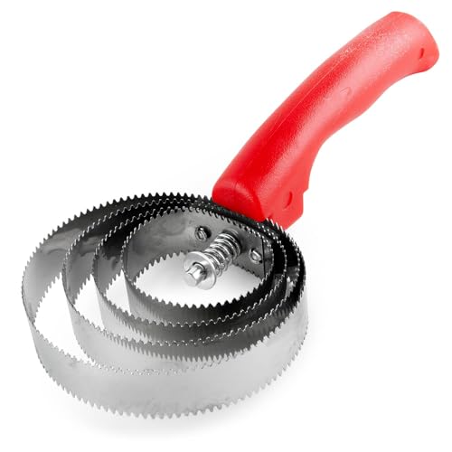 Equine Reversible Shedding Curry Comb for Horses, Dual Stainless Steel Spring Teeth, 2-Sided Grooming Brush, Spring Action Rotating Head, Deep Cleaning Coat Grooming, Plastic Grip Handle, Red