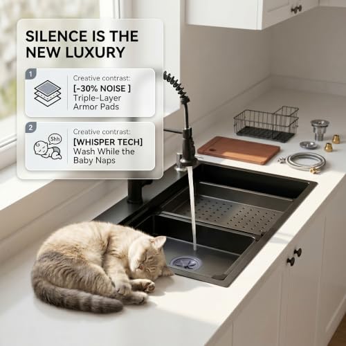 Black Stainless Steel Kitchen Sink:32in Deep Drop-in Single Bowl &16 Gauge - view 6