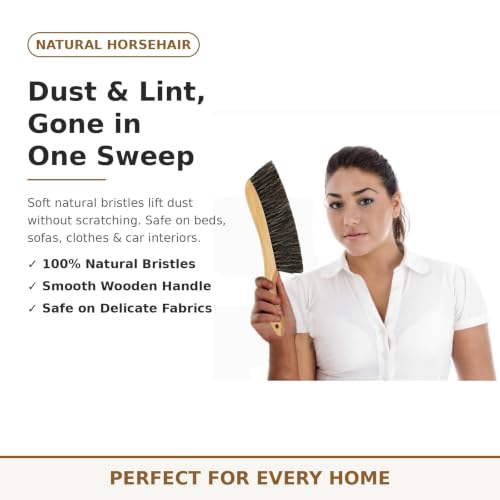 Horse Hair Brush Hand Broom Dusting Brush for Home Cleaning, Wood Handle Soft Brush Duster for Counter Furniture, Bed, Bench Fireplace,Car, Shop Brush Cleaning 14" Long - view 4