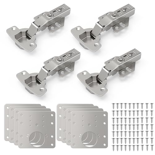 2 pcs Soft Close Cabinet Hinges + 4 pcs Hinge Repair Plates+Screws