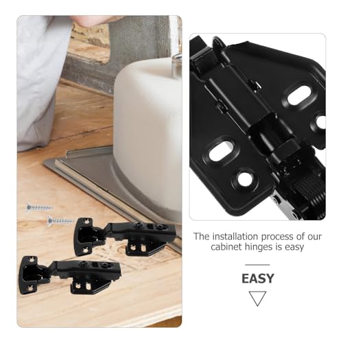 Cabinet Door Hinges Soft Close 2pcs Black Stainless Steel - view 3