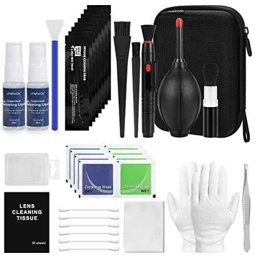 Professional Camera Cleaning Kit(32 pcs), Including Air Blower/Cleaning Pen/Cleaning Spray/Cleaning Cloth/Lens Brush, Lens Cleaning Kit for DSLR Cameras Compatible with Canon, Nikon, Sony