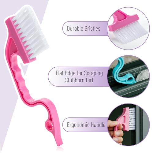 Slick Window Track Cleaning Brush - 2 Pack, Groove & Gap Cleaner, Blue/Pink - view 3