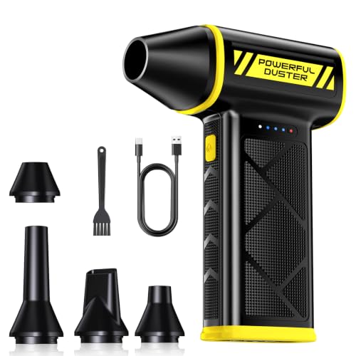 Compressed Air Duster, 110000RPM Ultra-Powerful Electric Air Duster, 3-Speed Cordless Turbo Air Blower, Rechargeable Dust Cleaner for Car Detailing, Keyboard, PC, Home & Outdoor