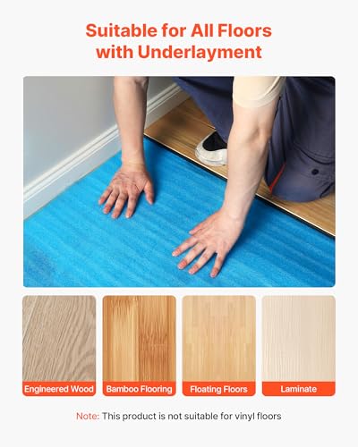 Floor Underlayment 600 sq. ft, 3-in-1 2 mm Thick Flooring Padding with Tape & Vapor Barrier, Heavy Duty EPE Foam Soundproofing & Noise Reduction, for Laminate Wood (6 Rolls x 100 sq. ft) - view 6