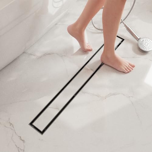24" Brushed Linear Shower Drain,2-in-1 Flat& Tile Insert Cover - view 4