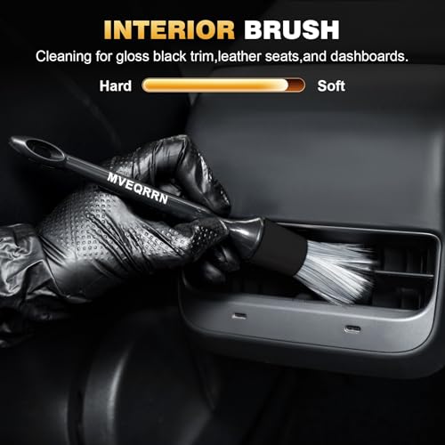 7PCS Car Detailing Brush Set,Boars Hair Detail Brush Kit(Black) - view 3