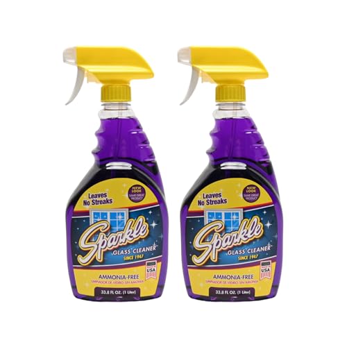 Glass Cleaner, Ammonia-Free Streak-Free Formula, 33.8 fl oz Spray Bottle, Safe for Windows, Mirrors & Glass Surfaces (Pack of 2)