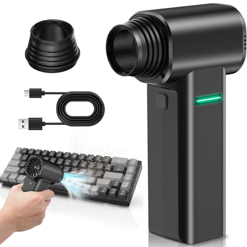Compressed Air Duster, 500G Super Power Cordless Rechargeable Electric Air Duster, 130000RPM Canned Air Duster for Computer, 4-Gear Air Blower Turbo Blower Keyboard Cleaner for PC(Jet Black)