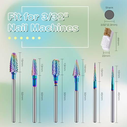 Tungsten Carbide Nail Drill Bits with Cleaning Brush, Efile Remover - view 6