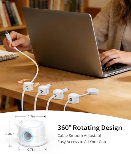 8 Pack 360° Rotatable Cable Clips Cord Organizer,Desk Cable Management Accessory,Cord Clips,Adhesive USB Wire Holder Keeper Organizer Home Office Desk Phone Car Wall Desktop Nightstand Cable Organizer - view 3