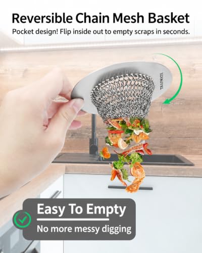 Kitchen Sink Drain Strainer, 4.4" Reversible Chain Mesh Basket - view 2