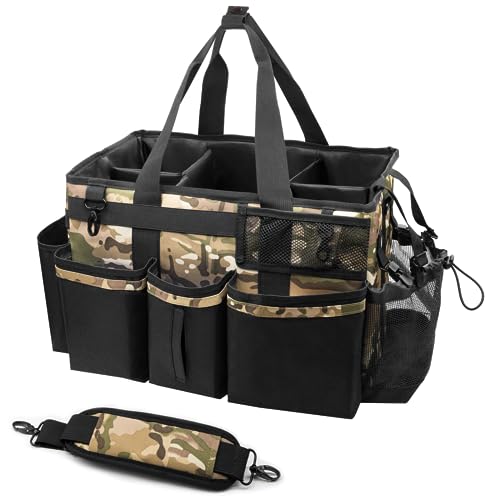 Wearable Cleaning Caddy Organizer with Handle & Shoulder Straps for Housekeepers, Under Sink & Car Cleaning Tool Organizer Bag with 4 Foldable Dividers (Black) - view 4