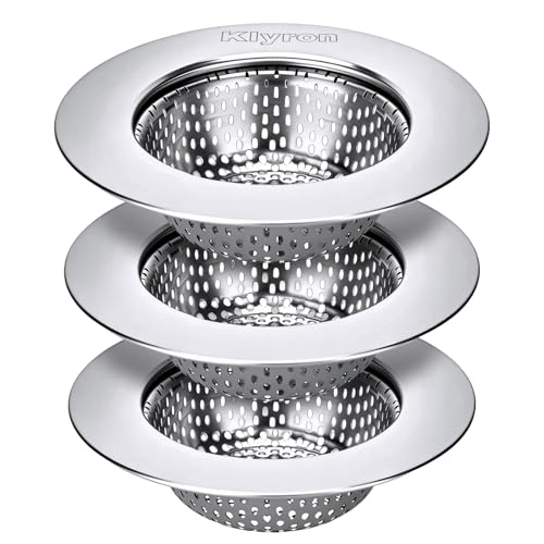 Kitchen Sink Drain Strainer 3-Pack, Food Catcher Drain Cover, 3.5" Fit