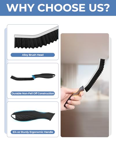 Crevice Cleaning Brushes, Cleaner Scrub Brush Tool for Hard to Reach Tight Space, Home Essentials, Serrated Scrub Brushes, Cleaning Supplies for Shower, Bathroom, Kitchen, Toilet (3, Black) - view 5