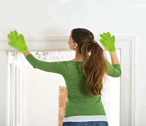 Microfiber Dusting Glove for Kitchen and Home by Scrub-it - Car, Furniture & Window Cleaning Gloves - Cuts Through Dirt Without Using Chemicals - Perfect for Stainless Steel Dusting -2 Pack (Green) - view 5