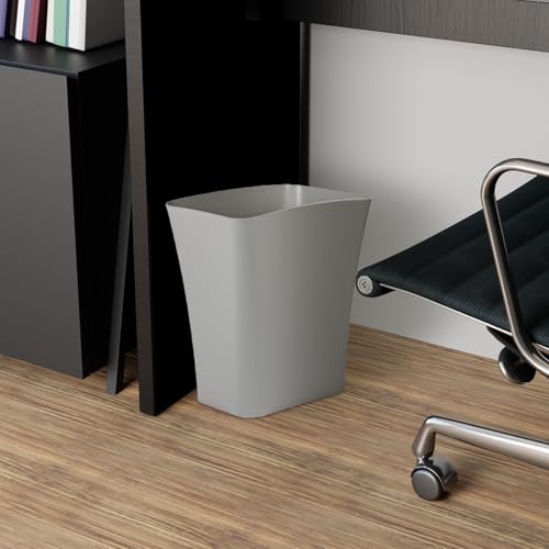 Textura Slim Trash Can - 3.1 Gallon Small Waste Basket for Narrow Spaces - Skinny Plastic Garbage Bin for Bathroom, Bedroom, or Office, Grey - view 5