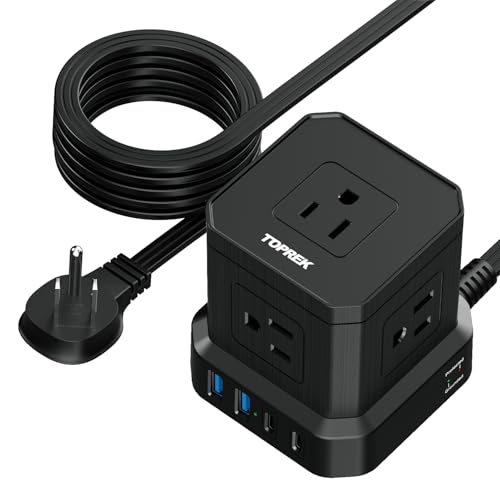 Power Strip Surge Protector (700J), 10 FT Flat Extension Cord with 5 Outlets, 2 USB-C & 2 USB-A, Power Strip with USB for Home, Office, Dorm, Hotel, Travel, Compact Desk Charging Station